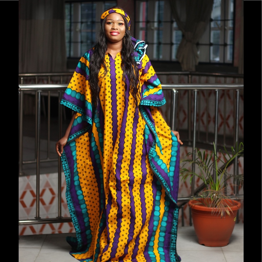 SALES! SALES!!! African maxi dress with head wrap - Picture 3 of 12